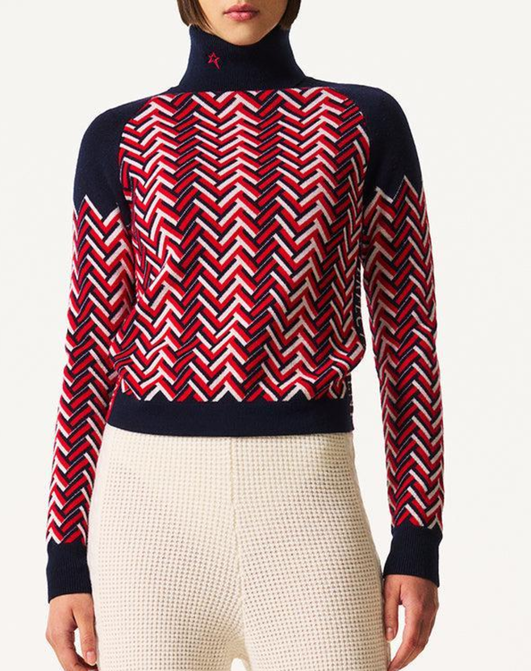 Chunky Chevron Turtleneck Sweater