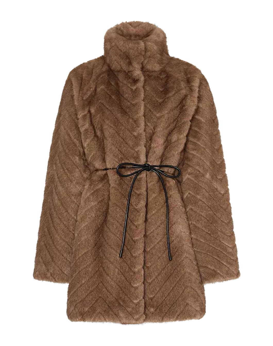 Dayna Chevron Faux Fur Coat