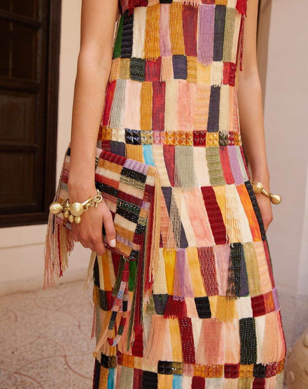 Marjorelle Beaded Tassel Clutch