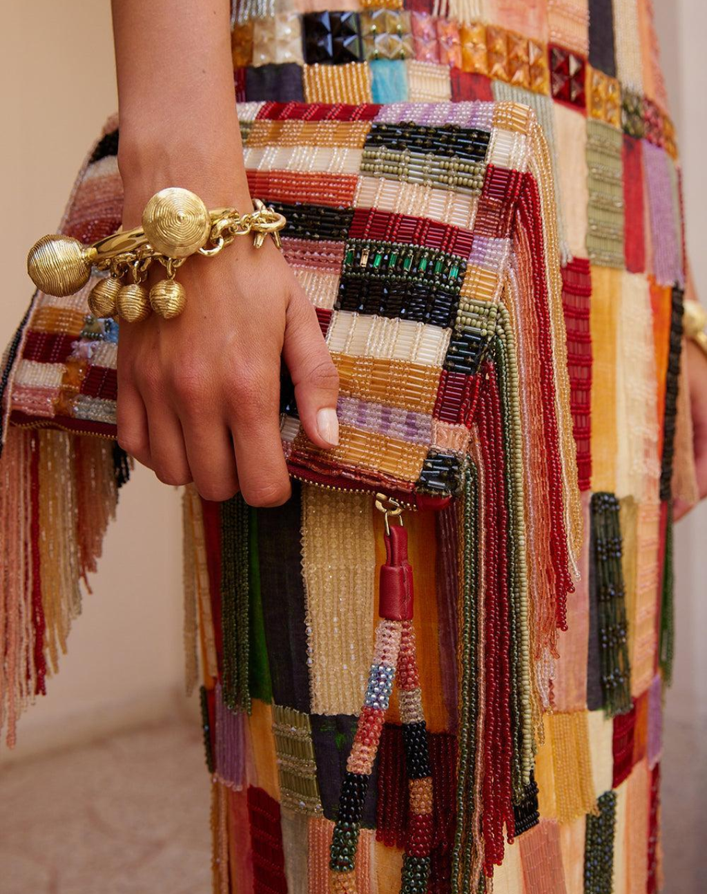 Marjorelle Beaded Tassel Clutch