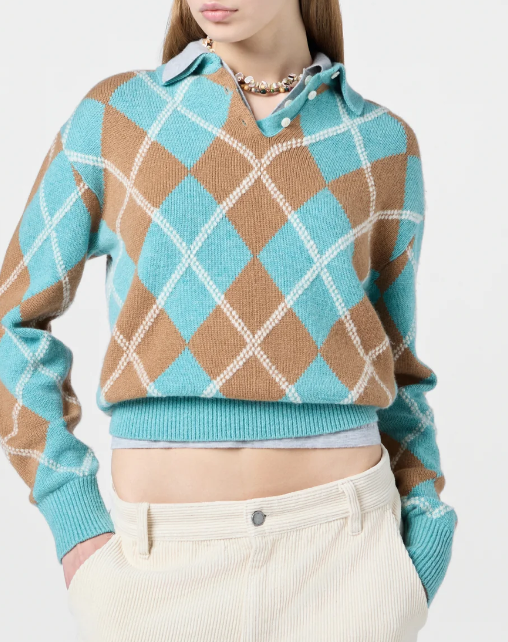 Collegiate Argyle Polo in Glacier Combo